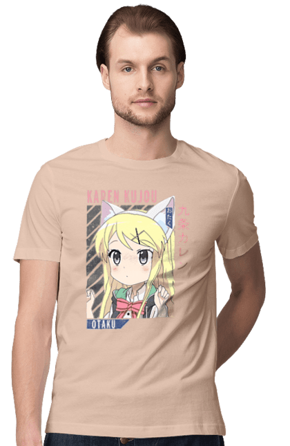 Men's t-shirt with prints Kiniro Mosaic Karen Kujo. Anime, gold mosaic, karen, karen kujo, kiniro mosaic, kinmoza, manga. 2070702