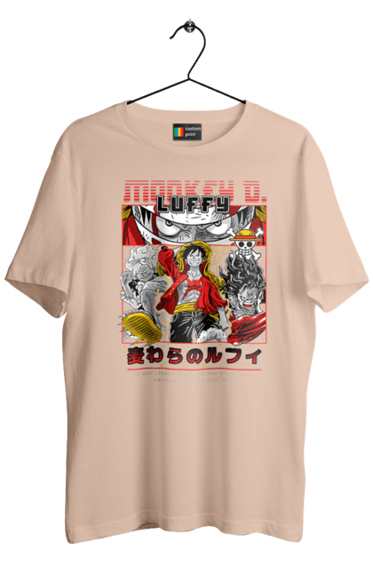 Men's t-shirt with prints One Piece Luffy. Anime, luffy, manga, monkey de luffy, one piece, pirates. 2070702