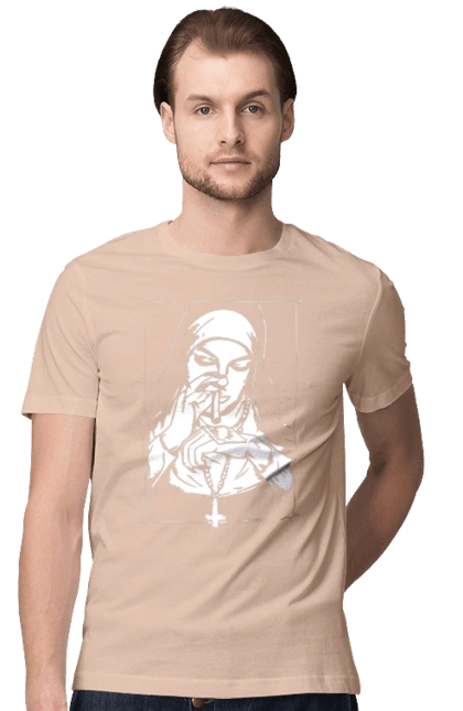 The nun sniffs the powder