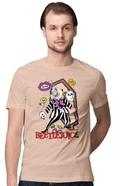 Men's t-shirt with prints Beetlejuice. Beetlejuice, comedy, ghost, horror, movie, tim burton, warner bros. 2070702