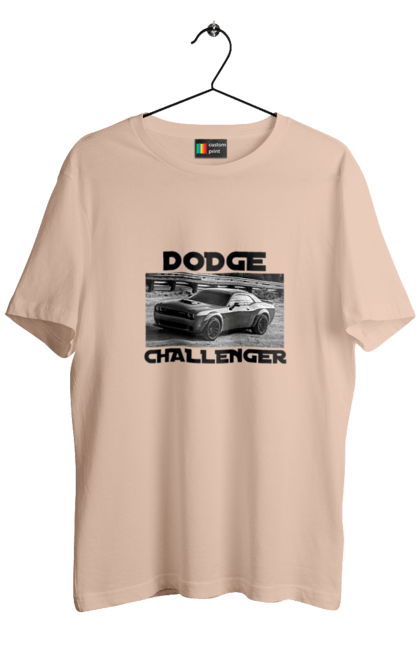 Футболка чоловіча з принтом "Додж челенджер". Авто, автомобіль, американська легенда, додж челенджер, класичне авто, культовий автомобіль, масл кар, потужний автомобіль. 2070702