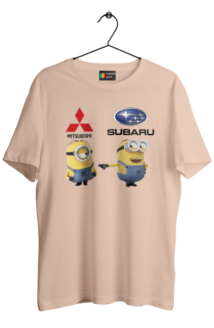 Men`s t-shirt with prints Minion. Auto, cars, minions, mitsubishi, subaru. 2070702