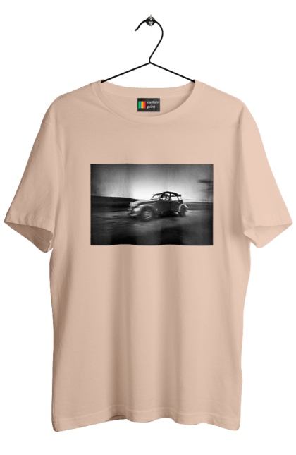 Футболка чоловіча з принтом "Ретро машина чб". Авто, ретро, ретро машина, чорно біла машина. 2070702