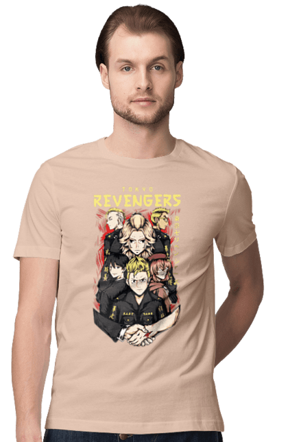 Men's t-shirt with prints Tokyo Avengers. Action movie, anime, fantasy, game, manga, takemichi, thriller, tokyo avengers, tokyo revengers, tv series. 2070702