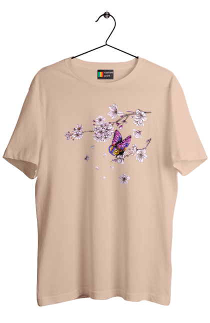 Men`s t-shirt with prints Butterfly And Sakura. Butterfly, sakura, spring, wood. 2070702