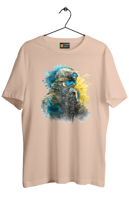 Футболка чоловіча з принтом "Снайпер ЗСУ". Армія, зсу, прапор україни, символи україни, снайпер, солдат, україна. 2070702