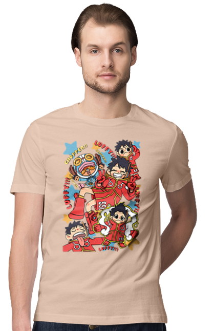 Men's t-shirt with prints One Piece Luffy. Anime, luffy, manga, monkey de luffy, one piece, pirates. 2070702