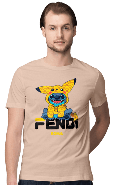 Футболка чоловіча з принтом "Fendi Стіч". Fendi, stich, бренд, будинок моди, італія, люкс, мода, стіч, сумка, фенді. 2070702