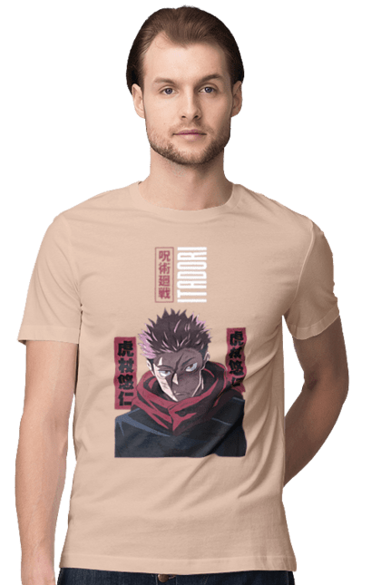 Футболка чоловіча з принтом "Магічна битва Ітадорі". Anime, jujutsu kaisen, manga, аніме, ітадорі, магічна битва, манга, містика, сукуна, темне фентезі. 2070702