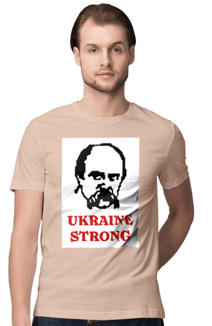 Футболка чоловіча з принтом "Тарас Шевченко". Бавовна, бавовнятко, війна, герб, доброго вечора, зсу, прапор україни, русский военный корабль, тарас шевченко, україна. 2070702