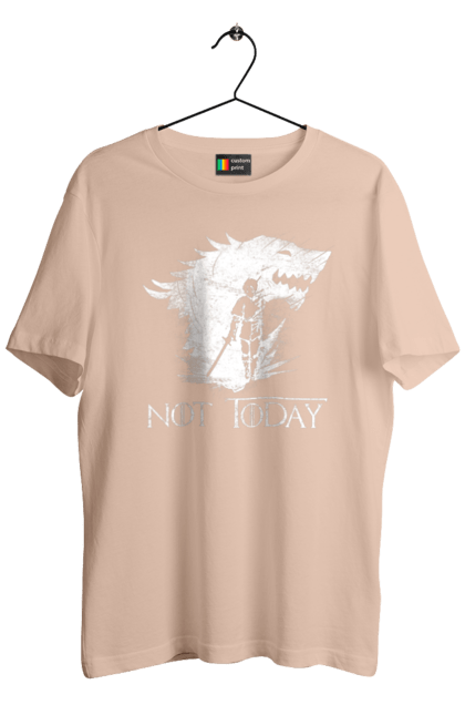 Men's t-shirt with prints Game of Thrones Arya. Arya, game, got, not today, stark, starks, thrones, tv show, wolf, wolves. 2070702