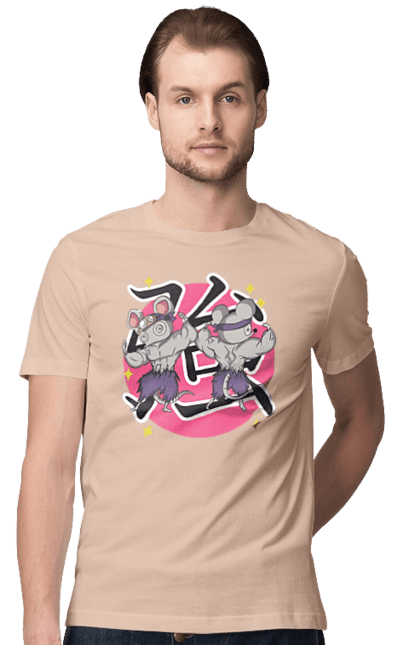 Men's t-shirt with prints Demon Slayer Uzui Tengen's mice. Anime, demon slayer, kimetsu no yaiba, manga, mice, serial, tengen, tengen uzui, uzui. 2070702