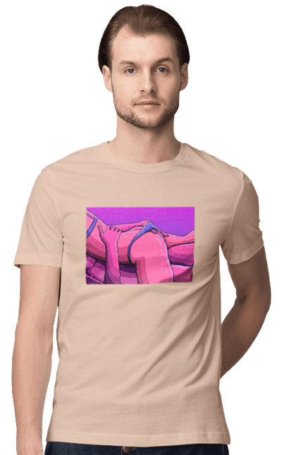 Футболка чоловіча з принтом "Зняття Трусиків З Дівчини". Гола, тіла, труси. 2070702