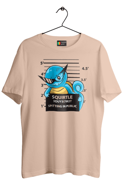 Men's t-shirt with prints Pokemon Squirtle Mugshot. Anime, games, mugshot, nintendo, pokemon, pokemon go, squirtle. 2070702