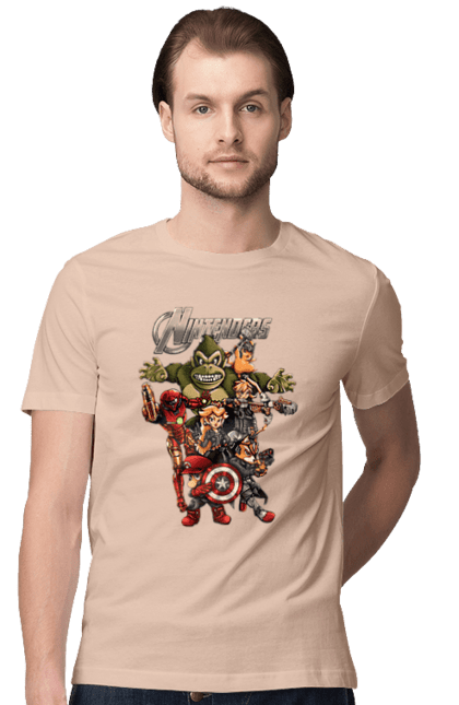 Men`s t-shirt with prints Nintendo heroes. Animal crossing, donkey kong, game characters, kirby, legend of zelda, luigi, mario, nintendo, pokemon, princess stove. 2070702
