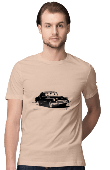 Men`s t-shirt with prints Auto.6. Auto, black and white, graphics, picture, retro car. 2070702