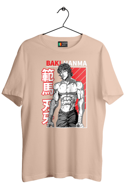 Men's t-shirt with prints Hanma Baki. Anime, baki fighter, hanma baki, manga, martial arts, tv series. 2070702