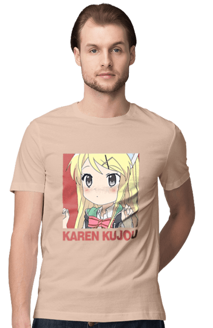 Men's t-shirt with prints Kiniro Mosaic Karen Kujo. Anime, gold mosaic, karen, karen kujo, kiniro mosaic, kinmoza, manga. 2070702