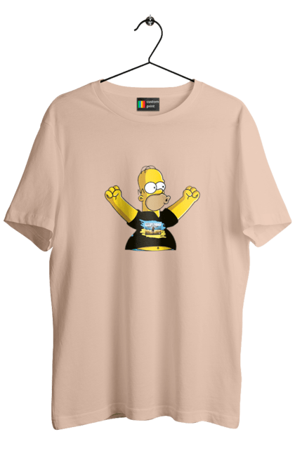 Футболка чоловіча з принтом "Сімпсон та російський корабель". Війна, гомер, гомер сімпсон, марка корабель, патріот, перемога, російський корабель, сімпсон, україна. 2070702