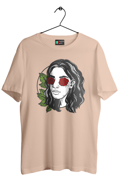 Футболка чоловіча з принтом "Дівчина З Трояндами На Очах". Дівчина, троянда. 2070702