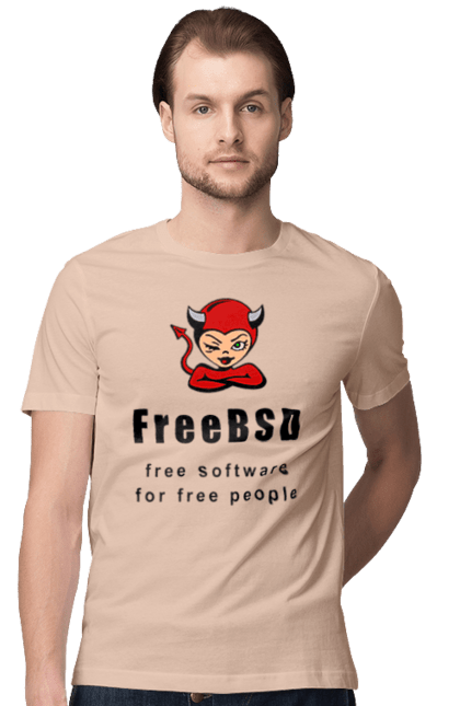 Футболка чоловіча з принтом "Freebsd Для Вільних". Bsd, freebsd, unix, адміністратор, айті, айтішник, безкоштовна, безкоштовно, бестія, вільна, демон, демонесса, доступність, незалежність, операційна система, ос, програміст, програмне забезпечення, свобода, сисадмін, система, системний адміністратор, софт, текст, червоний, чорний. 2070702