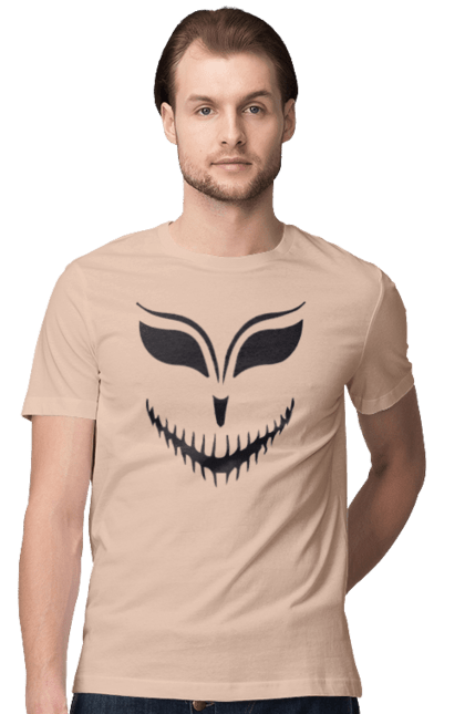 Men's t-shirt with prints Halloween pumpkin face. Costume, halloween, holiday, october, october 31, pumpkin, scary, sweets, trick or treat. 2070702