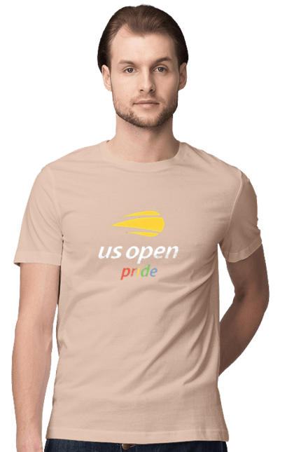 Футболка чоловіча з принтом "Тенісний турнір US Open pride". Великий теніс, відкритий чемпіонат, гравці, м`яч, нью йорк, призовий фонд, ракетка, спонсор, хард, чемпіонат америки. 2070702