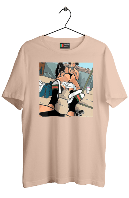 Футболка чоловіча з принтом "Голе Селфі У Дзеркалі". Жопа, зверху, селфі. 2070702