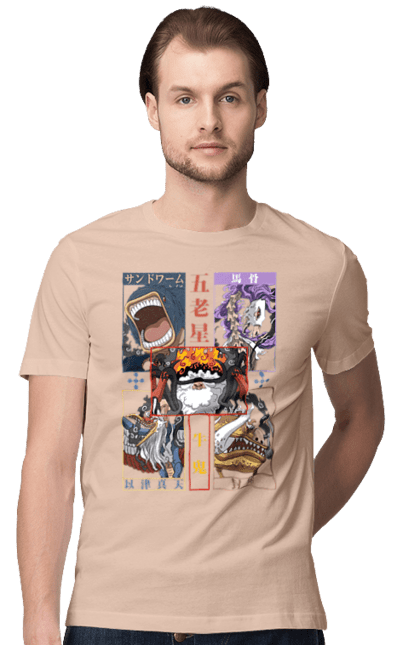 Men's t-shirt with prints One Piece Gorosei. Adventures, anime, fantasy, five elders, gorosei, light novel, manga, one piece, tv series. 2070702