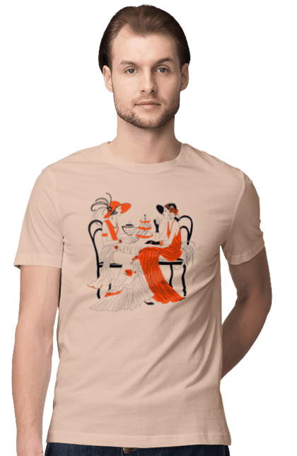 Футболка чоловіча з принтом "Дами В Червоному". Дами, посиденьки, чаювання. 2070702