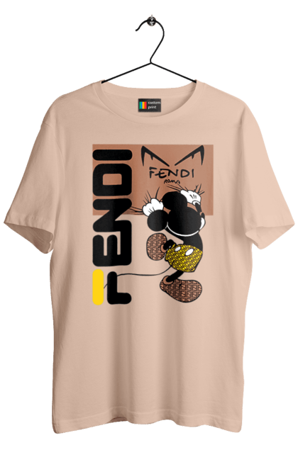 Футболка чоловіча з принтом "Fendi Міккі Маус". Fendi, mickey mouse, бренд, будинок моди, італія, люкс, міккі маус, мода, сумка, фенді. 2070702