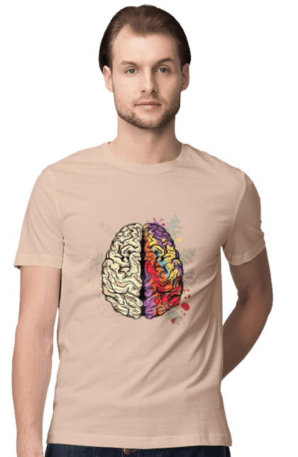 Футболка чоловіча з принтом "Творчість та логіка". Бінарний, біткоїн, біткойн, валюта, гроші, крипто, наука, програміст, программист, творчество, техно, хакер, художник, цветной. 2070702