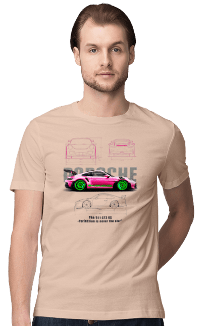 Men's t-shirt with prints Porsche 911 GT3 RS. Auto, automobile, car, porsche, porsche 911, sport, sports car. 2070702