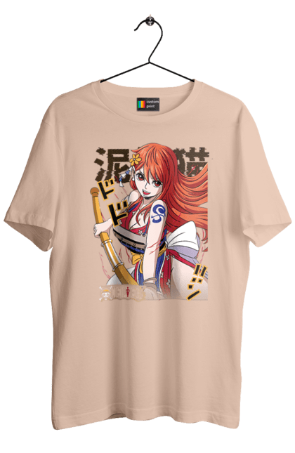 Men's t-shirt with prints One Piece Nami. Anime, cat burglar, manga, nami, one piece, straw hat pirates. 2070702