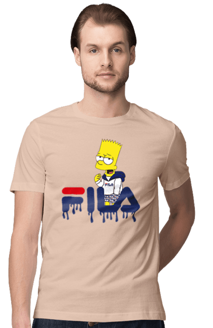 Men's t-shirt with prints Bart FILA. Bart, cartoon, character, simpson, simpsons, sport, sportswear. 2070702