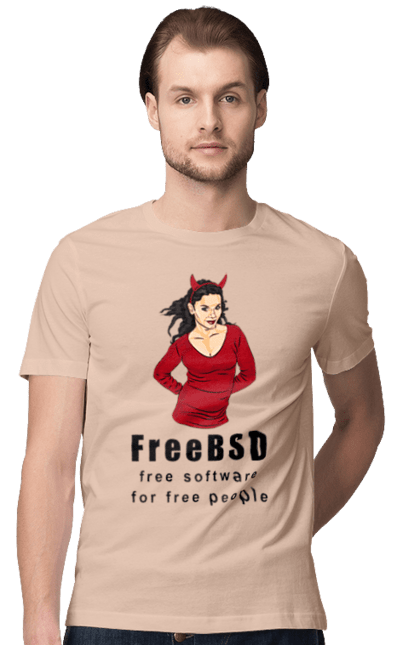 Футболка чоловіча з принтом "Freebsd Для Вільних". Bsd, freebsd, unix, адміністратор, айті, айтішник, безкоштовна, безкоштовно, бестія, вільна, демон, демонесса, доступність, незалежність, операційна система, ос, програміст, програмне забезпечення, свобода, сисадмін, система, системний адміністратор, софт, текст, червоний, чорний. 2070702