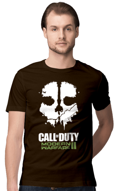 Футболка чоловіча з принтом "Call of Duty Modern Warfare II". Call of duty, modern warfare, playstation, бої, бойовик, відеогра, гра, пригоди, спецоперації. ART принт на футболках