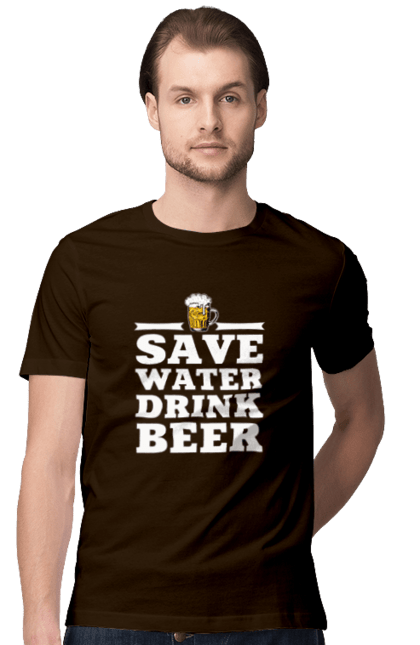 Футболка чоловіча з принтом "Бережи воду, пий пиво". 18+, beer lovers, алкоголь, гумор, любителям пива, меми, пиво, приколи, текст. futbolka.stylus.ua
