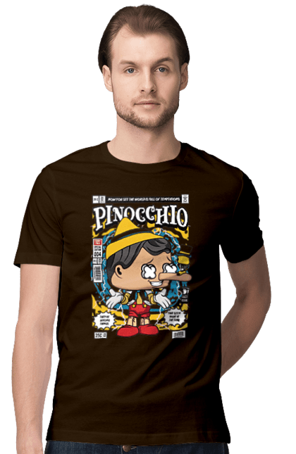 Футболка чоловіча з принтом "Pinnochio". Дісней, пінокіо, плівка. Funkotee