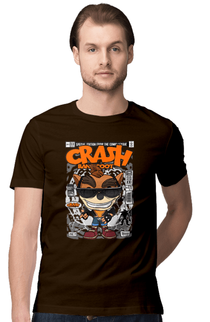 Футболка чоловіча з принтом "Crash Bandicoot". Аварія, бандикут, гра, ігрова приставка, краш бандікут, тварина. Funkotee