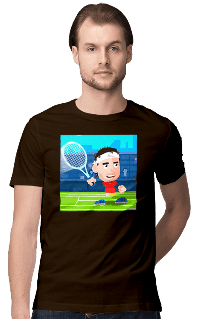 Футболка чоловіча з принтом "Теніс". Великий теніс, гравці, грунт, м`яч, призовий фонд, ракетка, спонсор, турнір на ґрунті, турнірна сітка. aslan