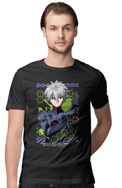 Футболка мужская с принтом Евангелион Каору. Kaworu, kaworu nagisa, neon genesis evangelion, nerv, аниме, ева, евангелион, каору, каору нагиса, манга. 2070702