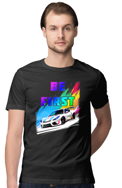 Футболка чоловіча з принтом "Гонка". Автомобільний, гонка, спортивна машина, спортивний автомобіль. 2070702