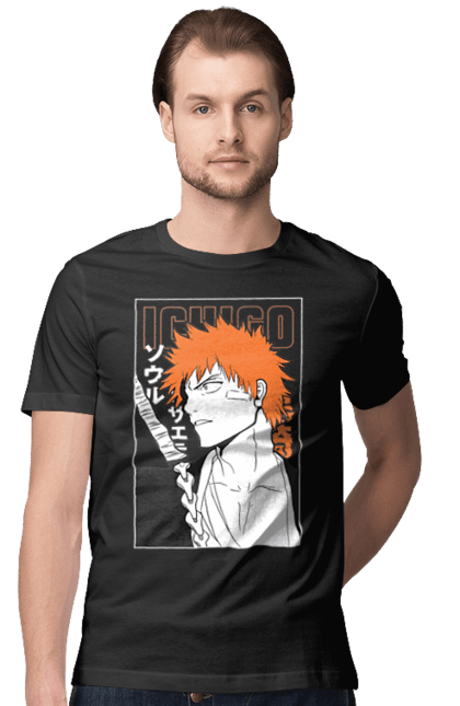 Футболка чоловіча з принтом "Бліч Куросакі Ічіґо". Anime, bleach, ichigo kurosaki, manga, аніме, бліч, ічіго, куросакі ічіґо, манга. 2070702