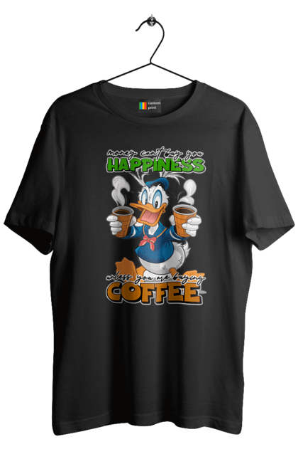 Men's t-shirt with prints Donald Duck Coffee. Animated series, cartoon, coffee, cup, disney, donald duck. 2070702