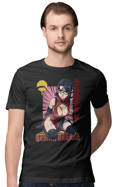 Men's t-shirt with prints Boruto Sarada Uchiha. Anime, boruto, manga, sarada uchiha, tv series, uchiha. 2070702