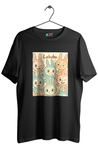 Футболка чоловіча з принтом "Лабубу". Безтурботно, грайливо, дизайнперсонажу, каваї, лабубу, милі мистецтво, ніжні відтінки, пастельніквіти, стиль мультфільму, чарівно. 2070702