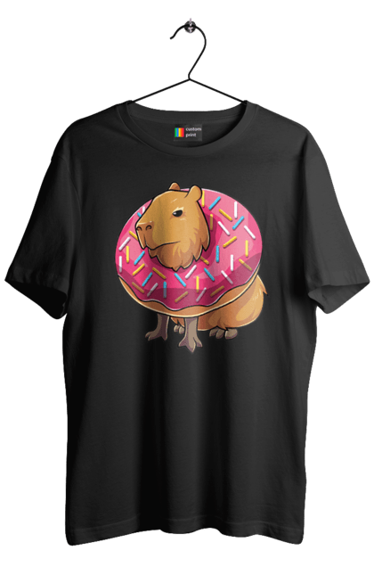 Футболка чоловіча з принтом "Капібара". Capybara, капибара, капібара, копибара, копіпара, пончик. PrintMarket - інтернет-магазин одягу та аксесуарів з принтами плюс конструктор принтів - створи свій унікальний дизайн