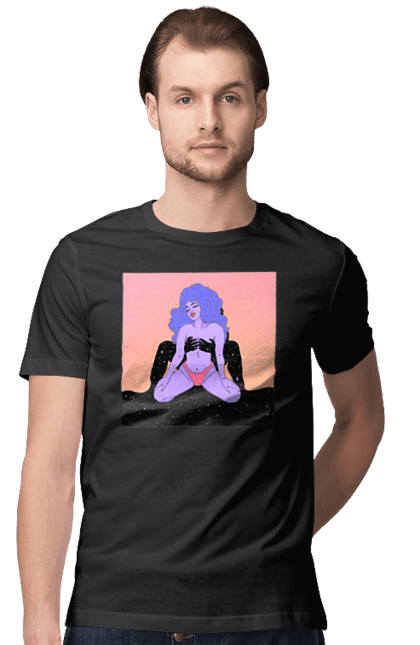 Футболка чоловіча з принтом "Фіолетова Дівчина В Трусиках". Інопланетянка, у трусах. 2070702