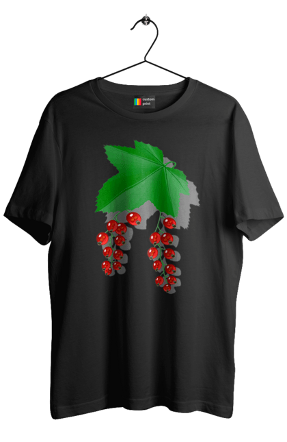 Футболка чоловіча з принтом "Порічки Червоні". Делікатес, зріла, їжа, листя, літо, порічки, порічки червоні, смачно, смородина, стигла, урожай, червона, червона смородина, ягідка, ягода, ягоди. 2070702